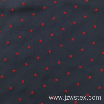 100% Polyester moss crepe with Red flocking